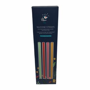 Chic & Tonic Silicone Straws -4 Silicone Straws, Brush Cleaner, Plastic Case NIB